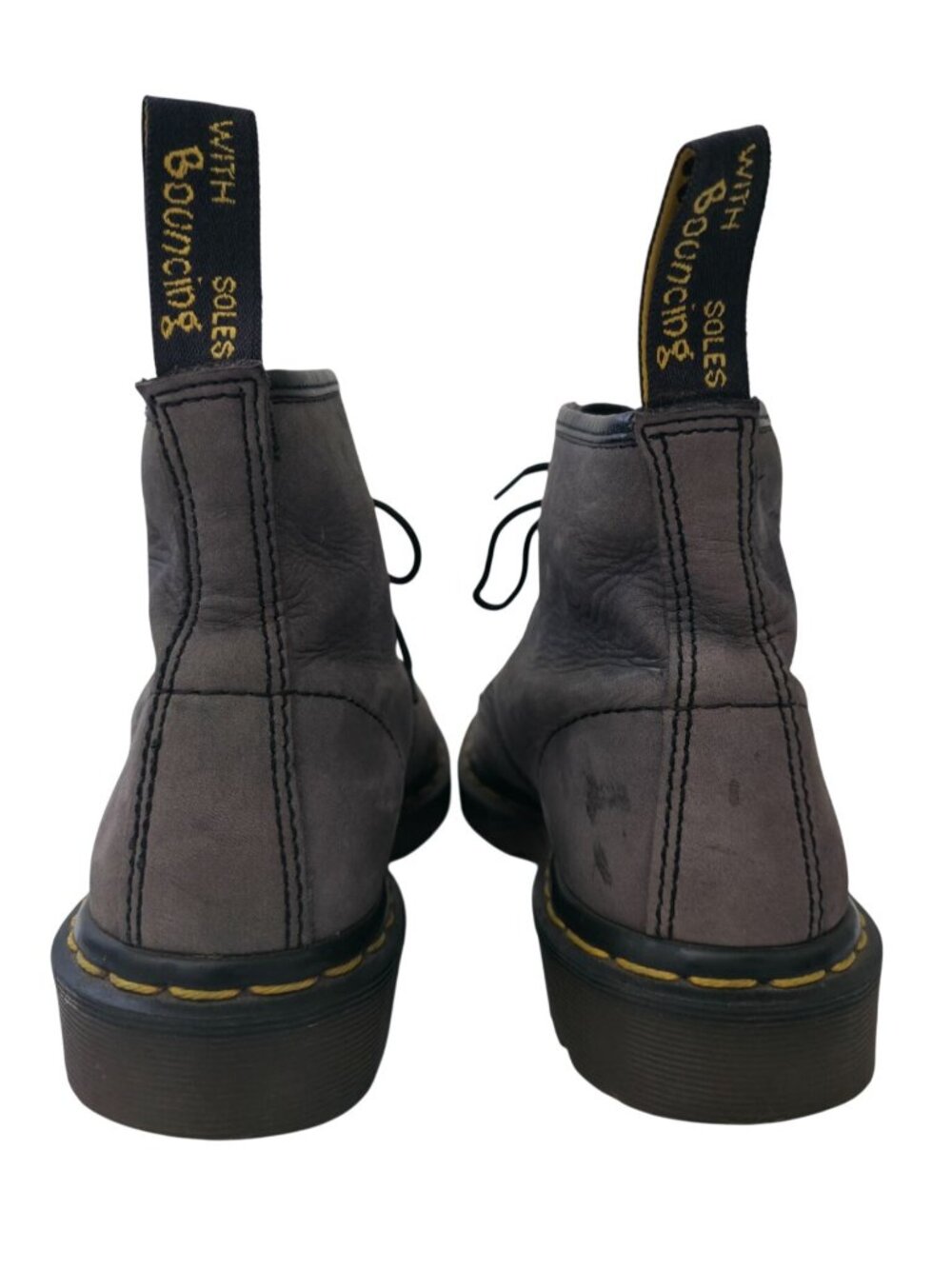 Vintage Dr. Martens 6-Eye Gray Leather Lace-Up Boots Made In England UK6/7M/8W - Picture 5 of 12